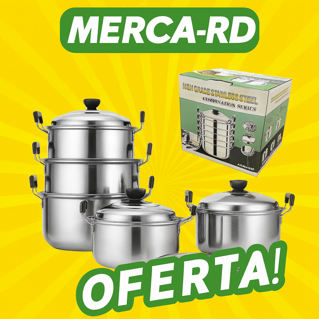 Ollas de Acero Inoxidable – 5 Piezas | MERCA-RD